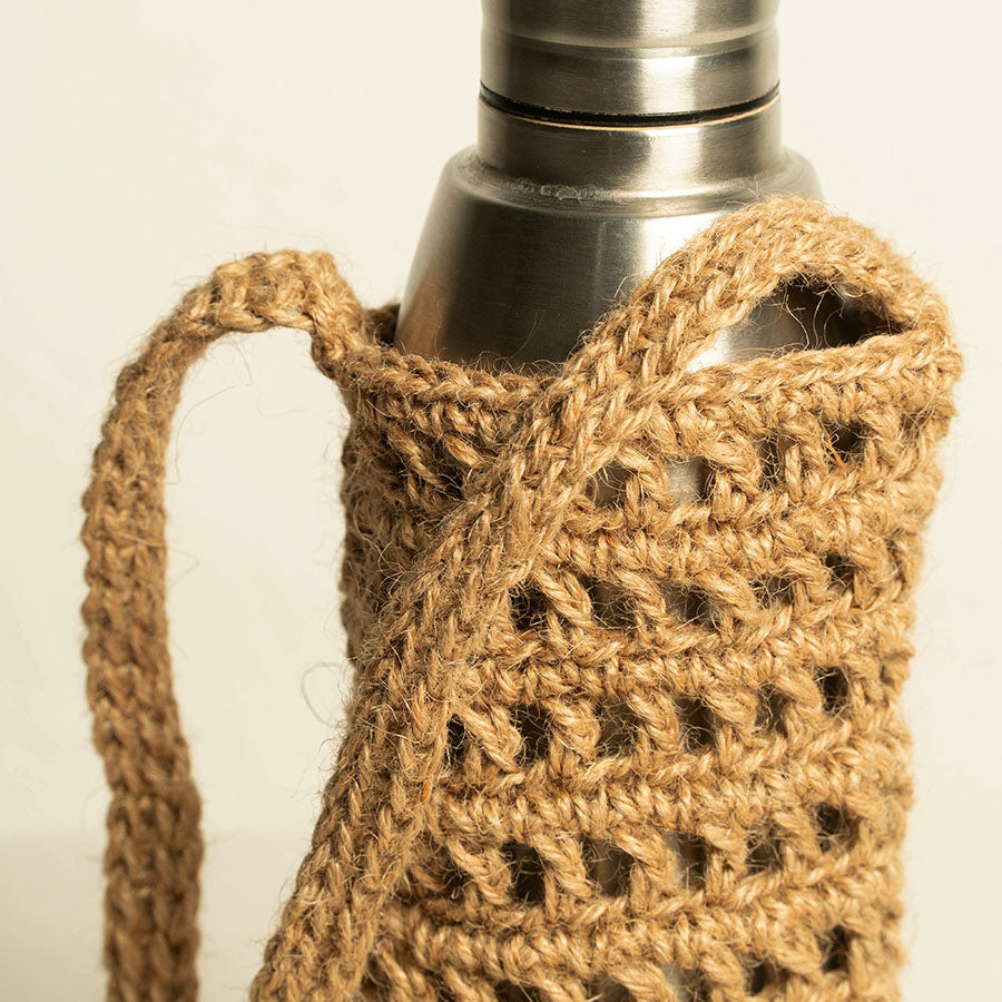 Water Bottle Cross Body Bag Jute