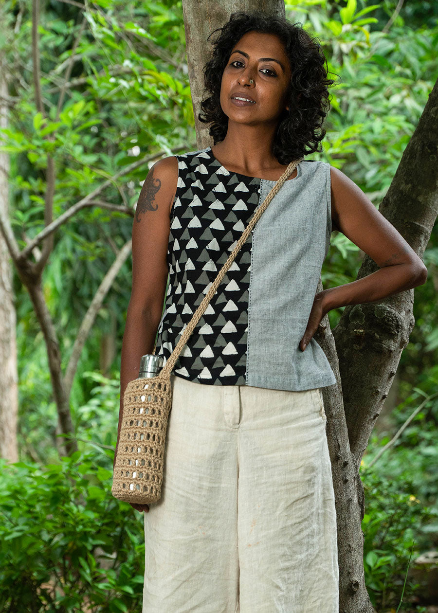 Water Bottle Cross Body Bag Jute