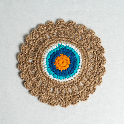 Jute and Fabric Crochet Placemat - Set of 2